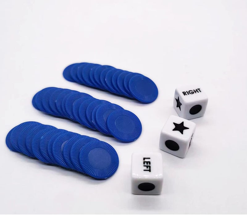 Befantasway Right Left Center Dice Game Set with 3 Dices& 36 Chips - Blue - Image 3